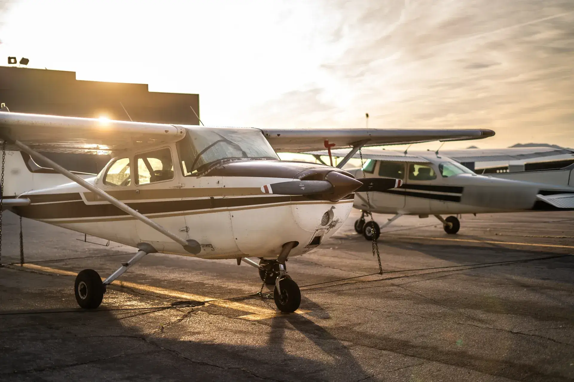 Front view of a Cessna 172N on the ramp