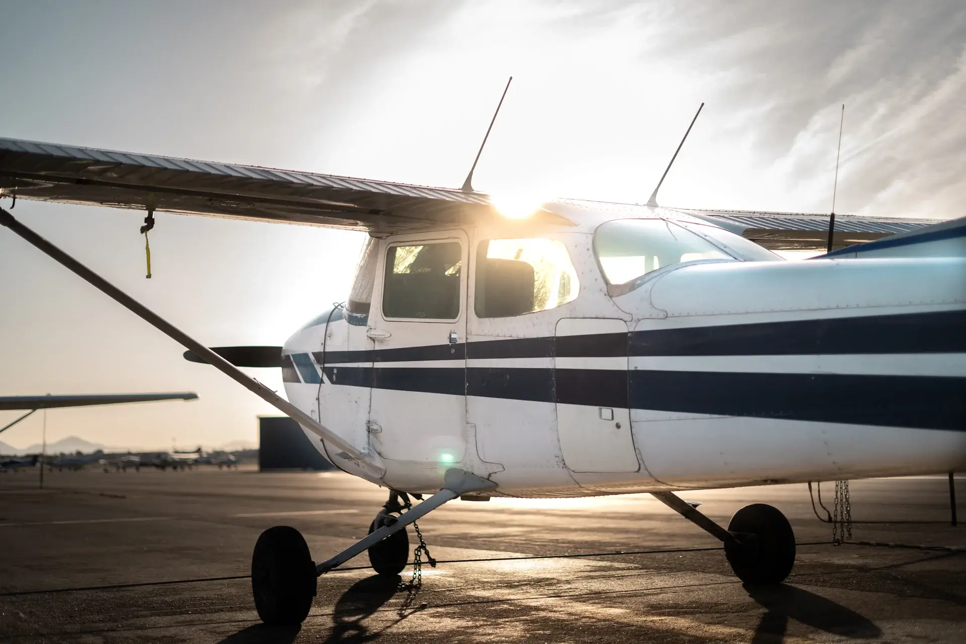 Close rear-left view of a Cessna 172N