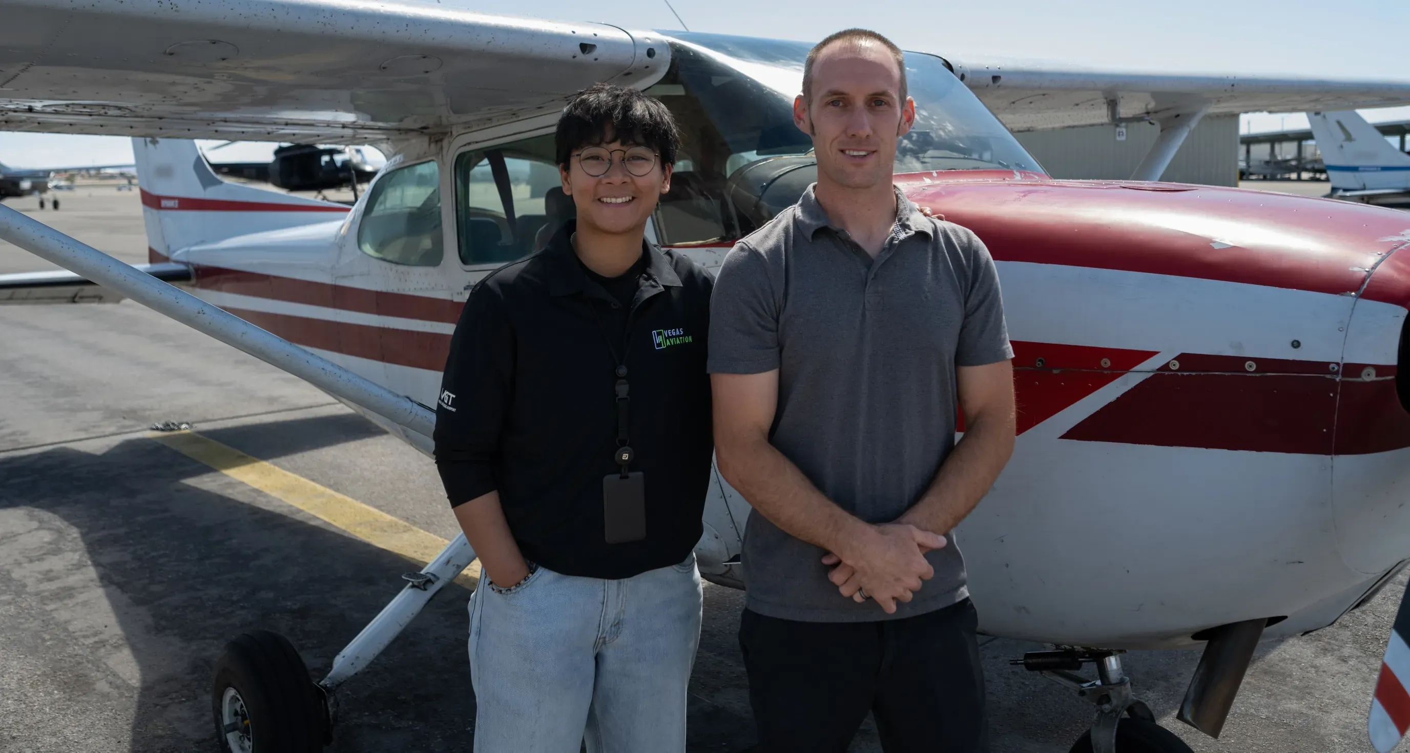 CFI and student to the right side of a plane
